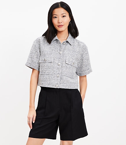 Petite Tweed Short Sleeve Jacket