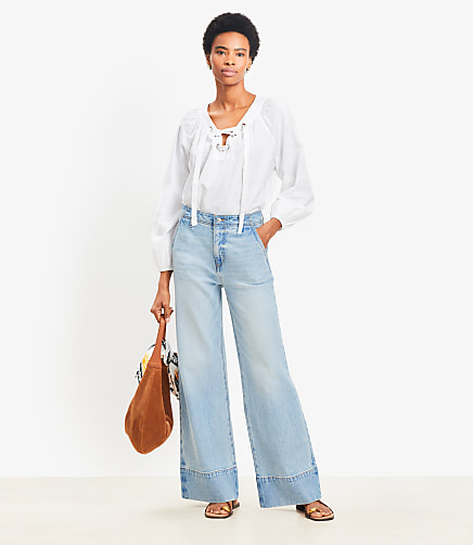 High Rise Wide Leg Jeans in Vintage Light Indigo Wash
