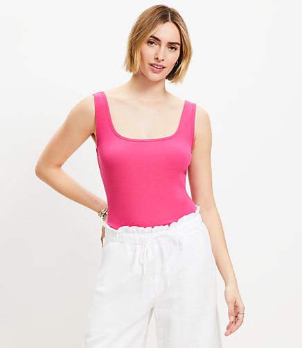 Perfect Ribbed Square Neck Tank Top