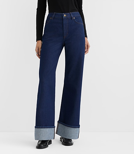 Rivete Tall Curvy Cuffed High Rise Wide Leg Jeans in Nova Wash