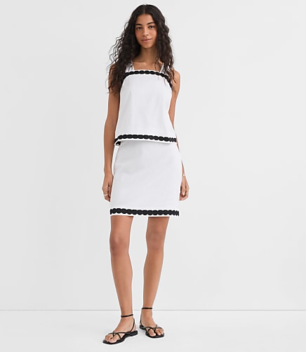 Scalloped Linen Cotton Mini Skirt