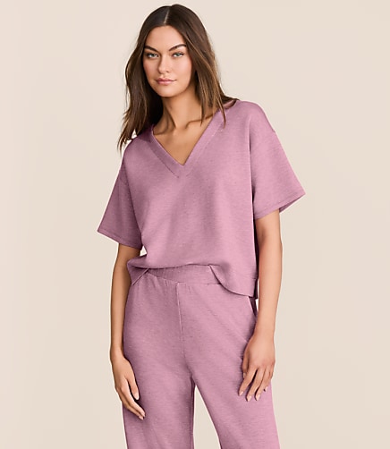 Petite Lou & Grey Heathered Scubasoft Dolman V-Neck Tee