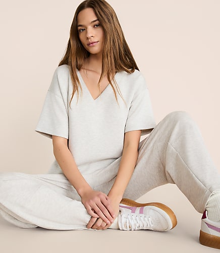 Petite Lou & Grey Heathered Scubasoft Dolman V-Neck Tee