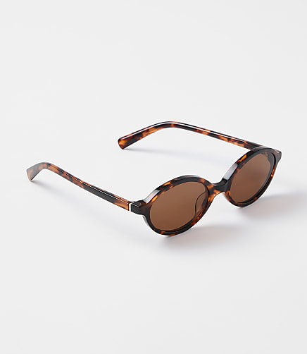 LOFT Versa Small Round Sunglasses - Tortoise Brown