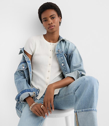 Textured Cap Sleeve Cardigan
