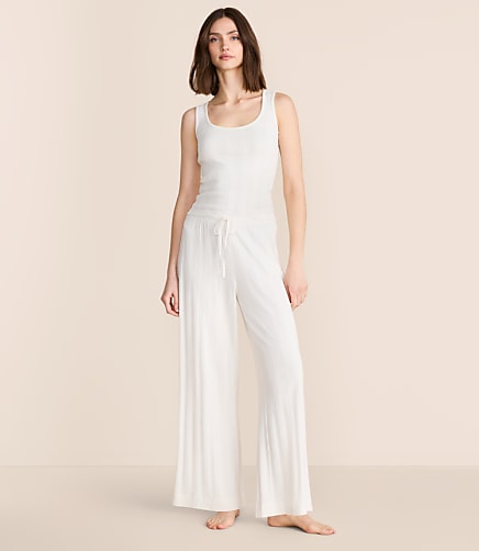 Lou & Grey Pointelle Striped Wide Leg Pajama Pants