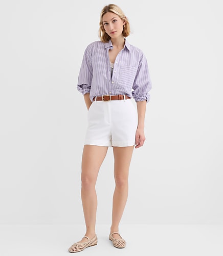 Petite Cuffed Shorts in Doubleweave