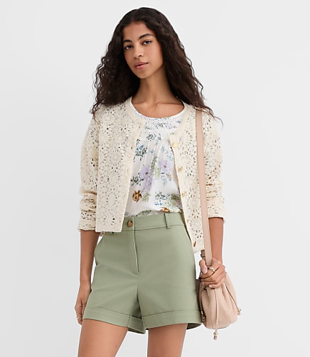 Petite Cuffed Shorts in Doubleweave