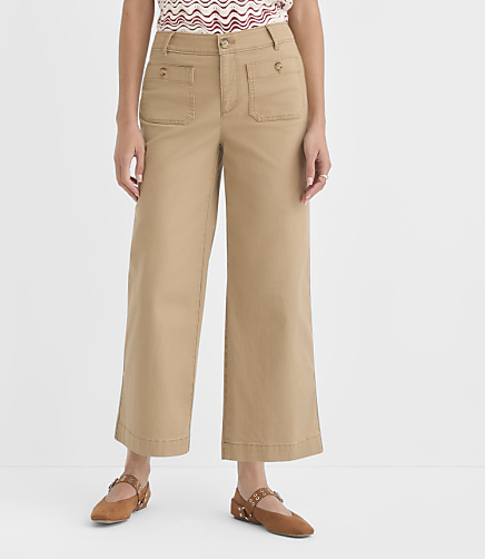 Curvy Palmer Wide Leg Crop Pants in Twill
