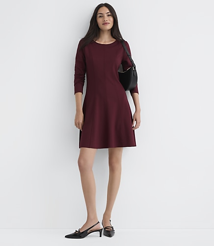 Seamed Ponte Long Sleeve Mini Dress