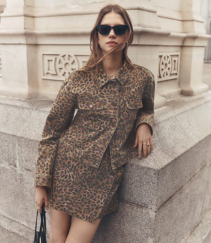 Denim Jacket in Leopard Print