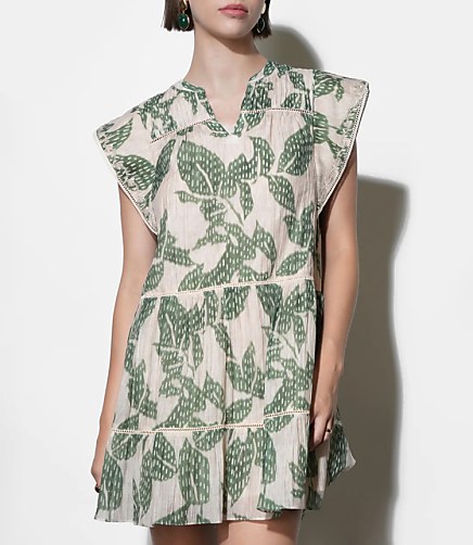 Greylin Briar Tiered Embroidered Shift Mini Dress