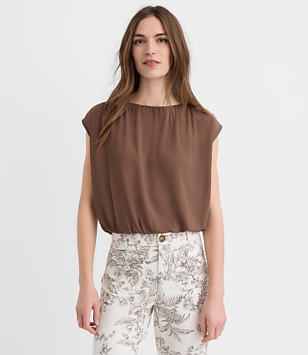 Bubble Hem Mixed Media Top