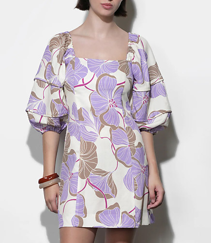 Greylin Emery Bubble Sleeve Piped Mini Dress