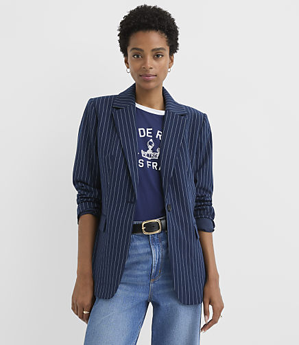 Petite Striped Oversized Blazer
