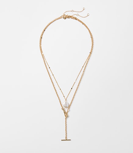 Pearlized Bar Layered Necklace Set