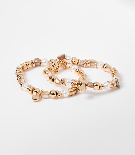 Pearlized Metallic Stretch Bracelet Set