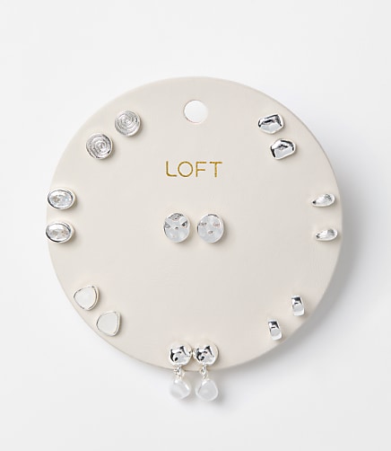 Pearlized Hammered Stud Earring Set