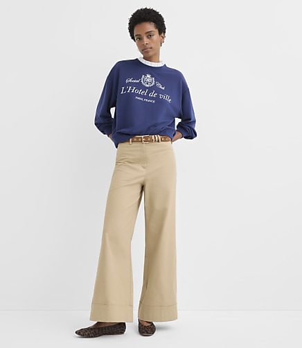 Clean Wide Leg Pants in Stretch Cotton