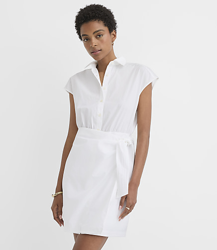 Petite Poplin Wrap Mini Shirtdress