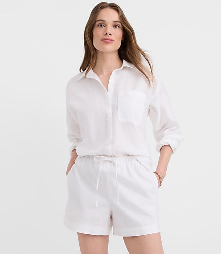 Petite Sawyer Pull On Shorts in Linen Cotton