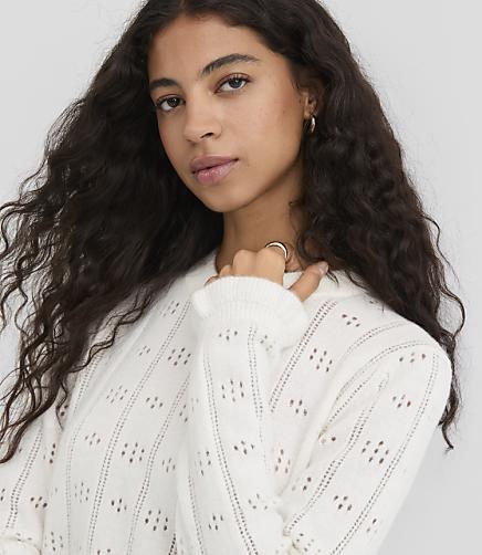 Pointelle Ruffle Cuff Sweater