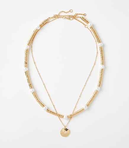 Pearlized Spliced Layered Necklace Set