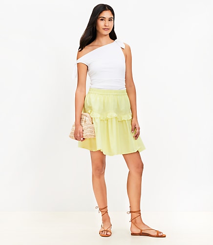 Lace Trim Ruffle Mini Skirt