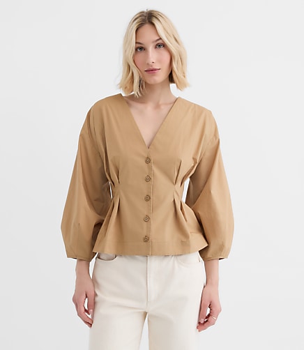 Petite Poplin Cinched Back Shirt