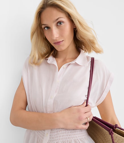 Stripe Smocked Waist Shirt