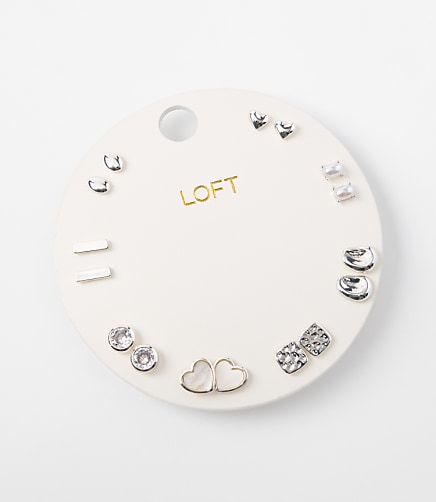 Mother Of Pearl Heart Stud Earring Set