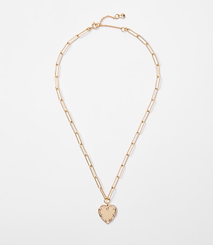 Sparkle Heart Chain Link Necklace