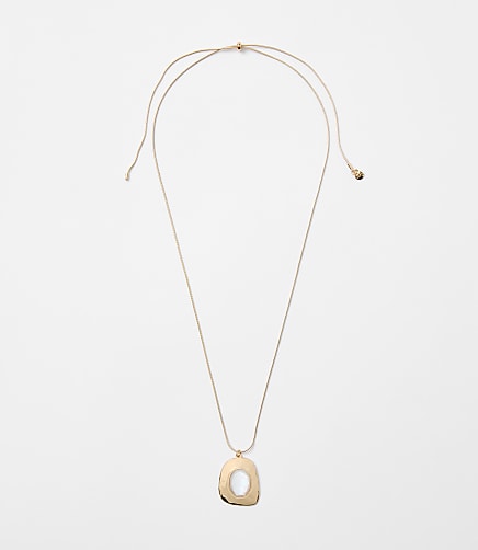 Mother Of Pearl Pull Tie Pendant Necklace