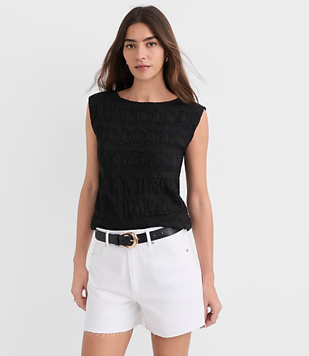 Puckered Ruffle Wedge Top