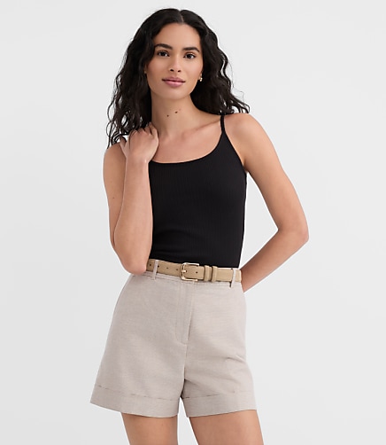 Dotted Pointelle Ruffle Ribbed Tank Top