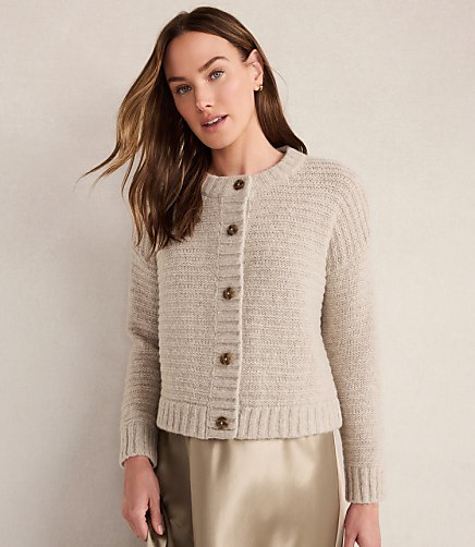 Haven Well Within Merino Wool Cashmere Link Stitch Cardigan - Granite Gray
