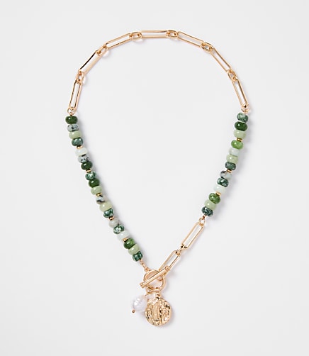 Pearlized Coin Statement Necklace