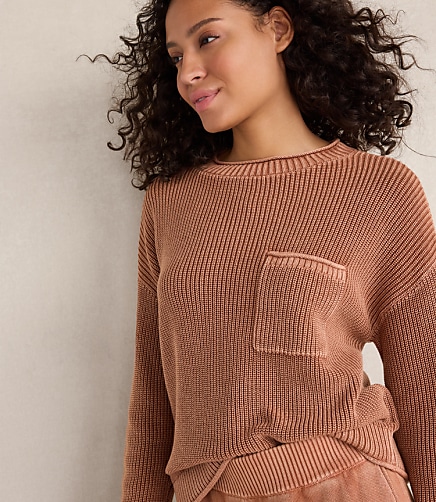 Haven Well Within Cotton Shaker Stitch Pocket Crewneck