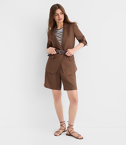 Petite Oversized Linen Blend Modern Blazer