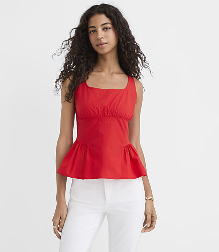 Poplin Seamed Peplum Top