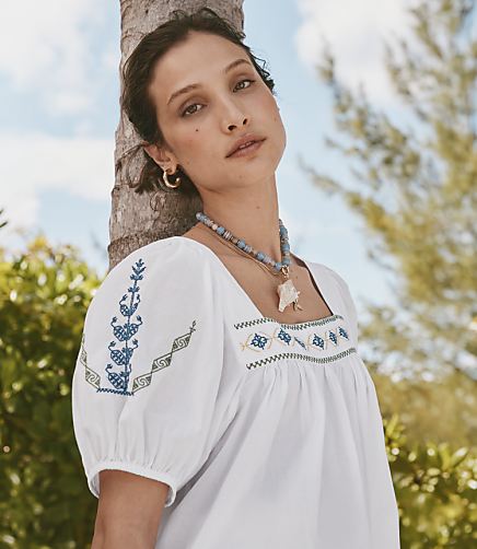 Petite Square Neck Puff Sleeve Top