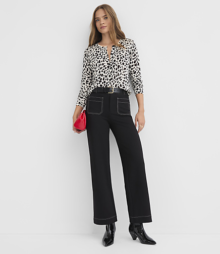 Palmer Wide Leg Pants in Topstitched Ponte