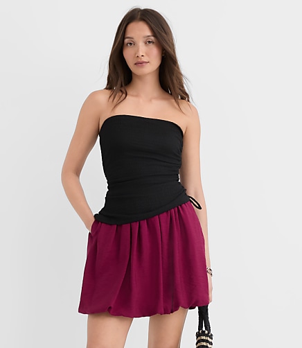 Bubble Mini Pocket Skirt - Lavish Bordeaux