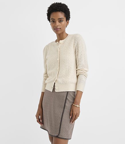 Pointelle Puff Sleeve Cardigan