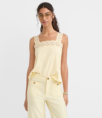 Floral Eyelet Tank Top