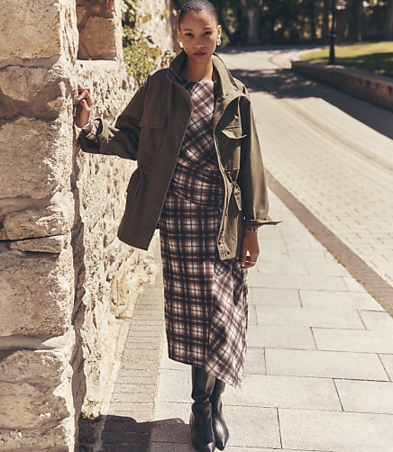 Petite Twill Funnel Neck Utility Jacket