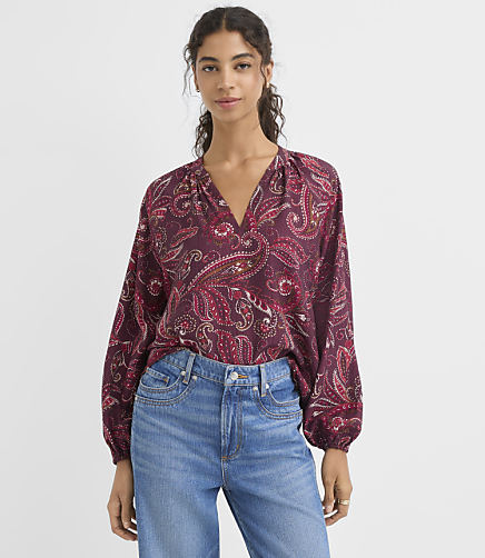 Paisley Split Neck Blouse