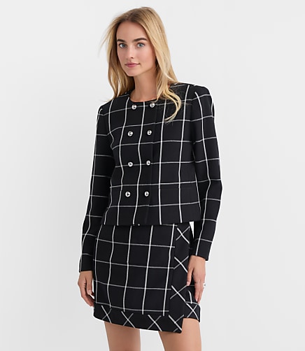 Windowpane Double Breasted Jacket