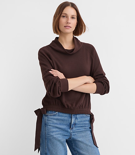 Side Tie Sweatshirt - Iced Espresso
