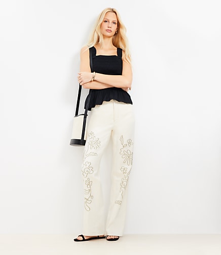 Mid Rise Relaxed Straight Jeans in Ecru - Ecru